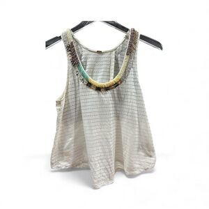 Free People Beautiful Beaded Cream Sleeveless Top